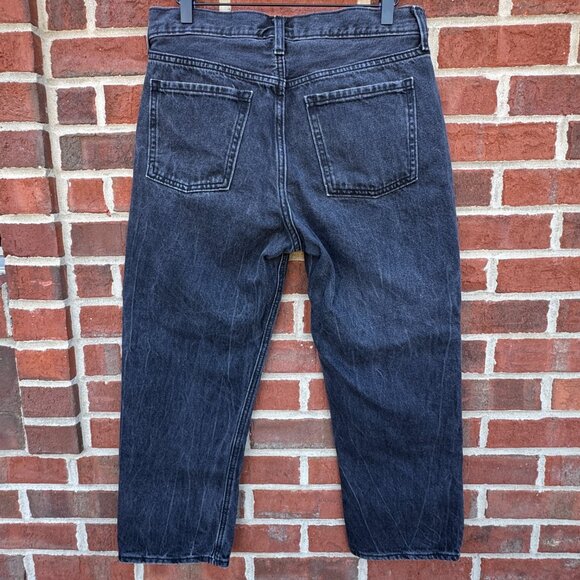 Old Navy Jeans Size 8 Black Button Fly High Rise Slouchy Straight  Distressed - Picture 2 of 12